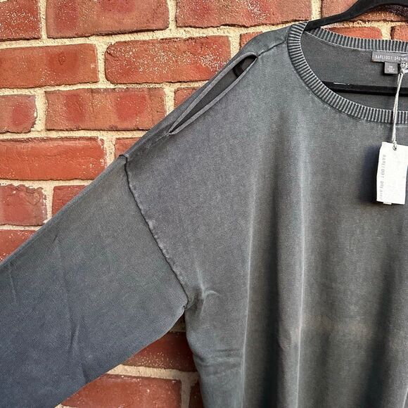 Barefoot Dreams Sunbleached Cold Shoulder Pullover Sweater In carbon 3X NWT - Picture 8 of 10